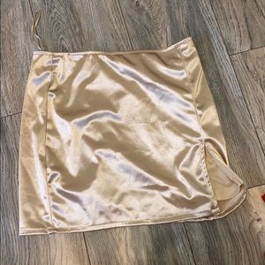 tan satin fashion nova mini skirt